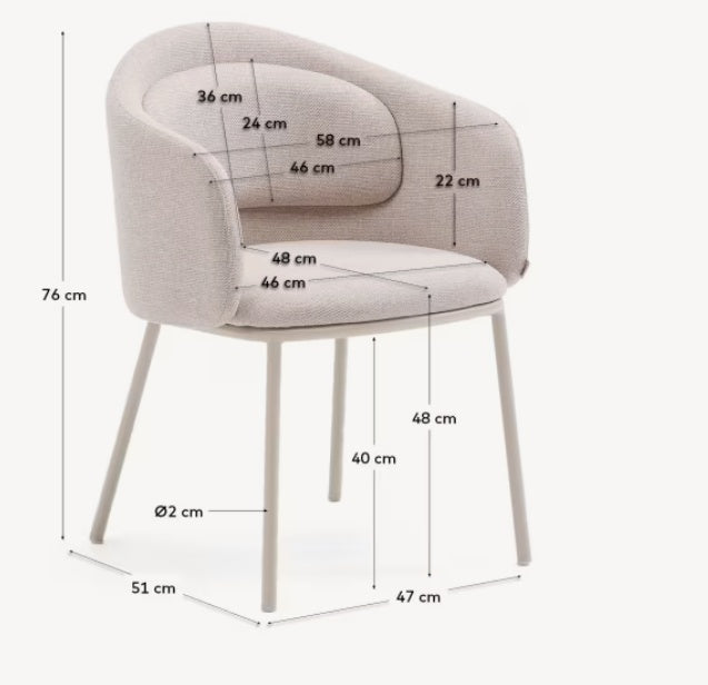 Scaun dining bej din textil Minda Kave Home