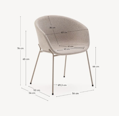 Scaun dining bej din textil Yvette Kave Home