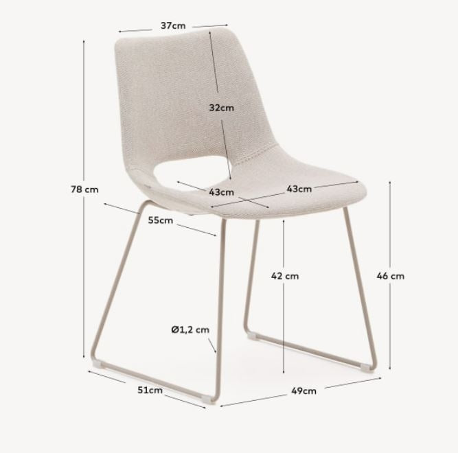 Scaun dining bej din textil Zahara Kave Home