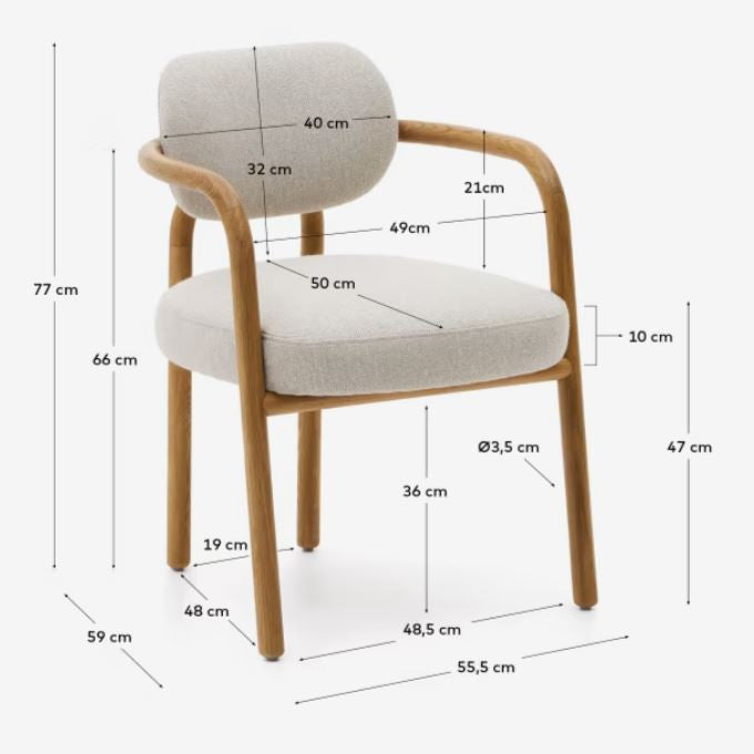 Scaun dining bej/maro din textil Melqui Kave Home