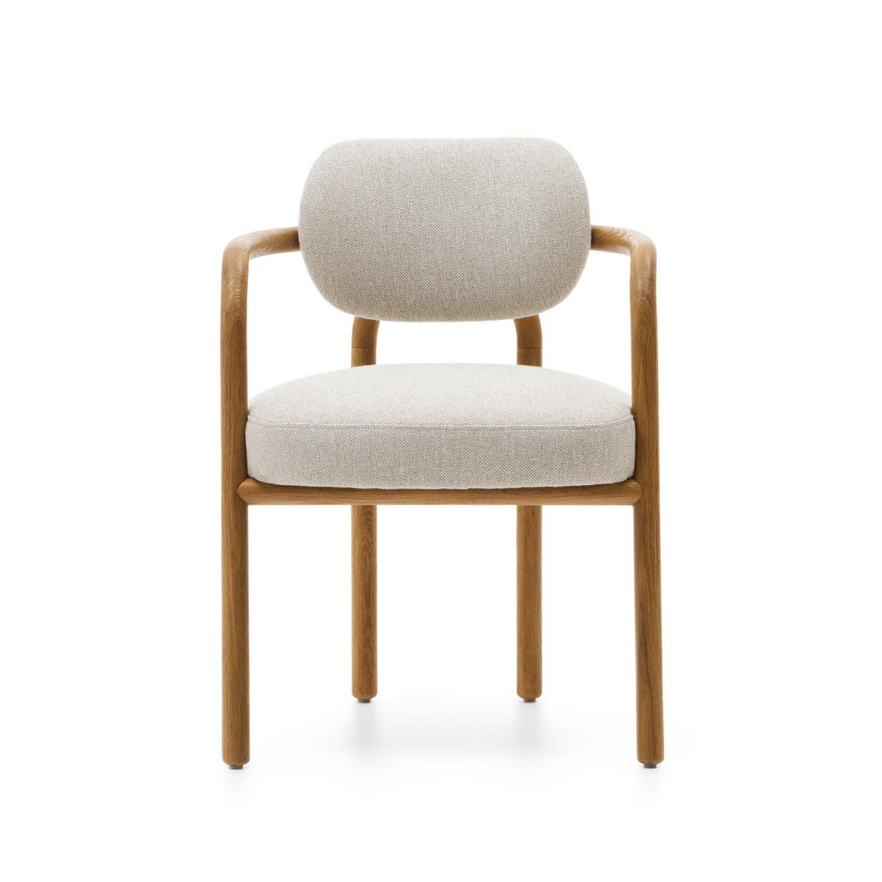 Scaun dining bej/maro din textil Melqui Kave Home