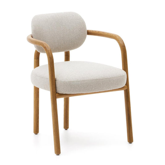 Scaun dining bej/maro din textil Melqui Kave Home