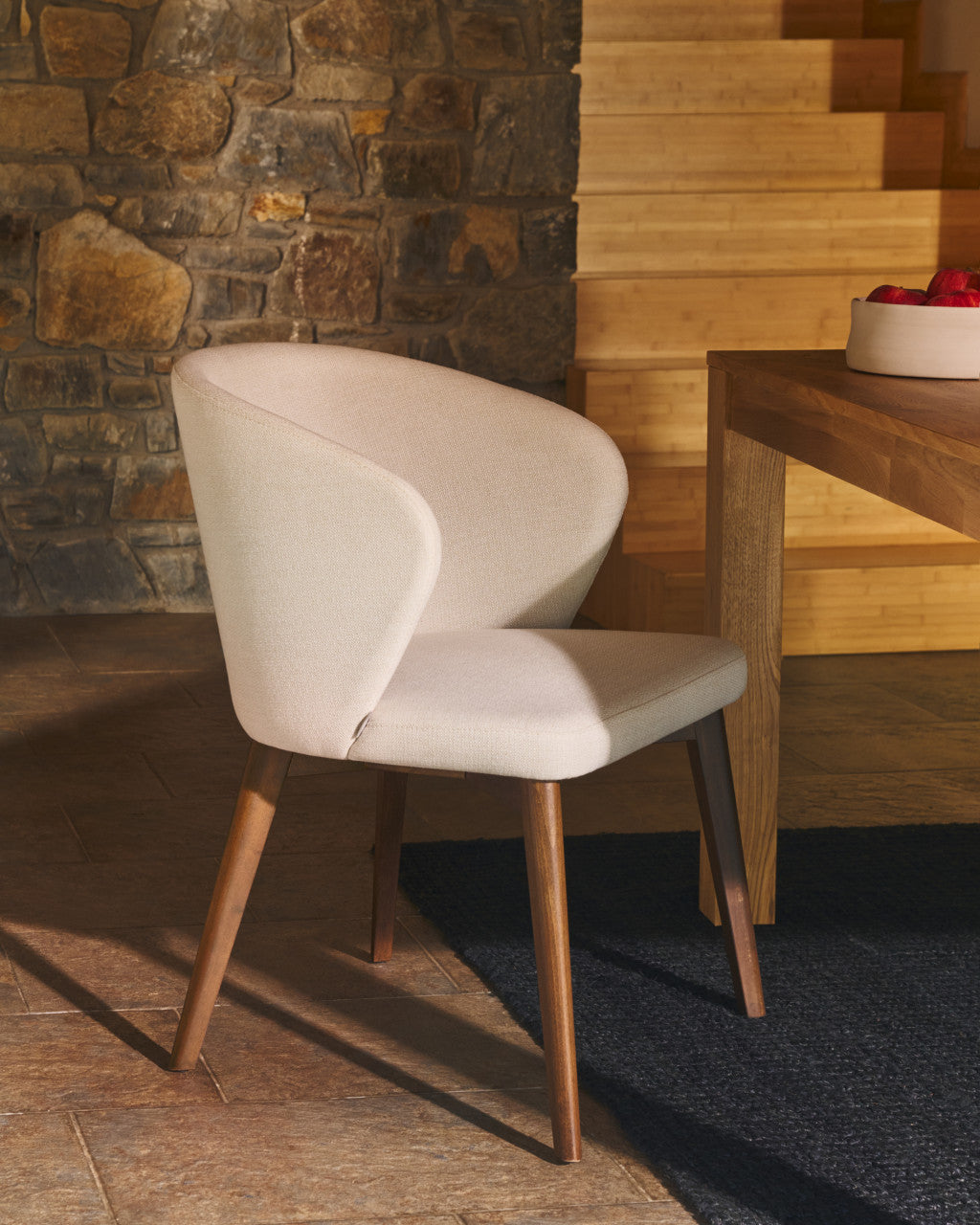 Scaun dining bej/maro inchis din textil Darice Kave Home