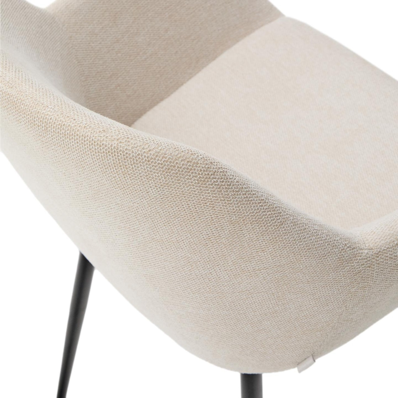 Scaun dining bej/negru din textil Konna Steel Kave Home