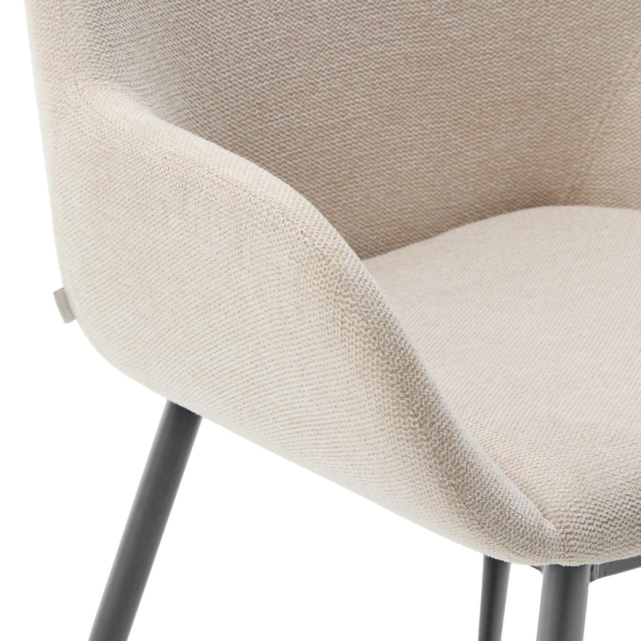 Scaun dining bej/negru din textil Konna Steel Kave Home