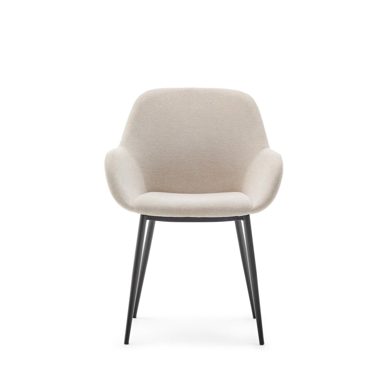 Scaun dining bej/negru din textil Konna Steel Kave Home