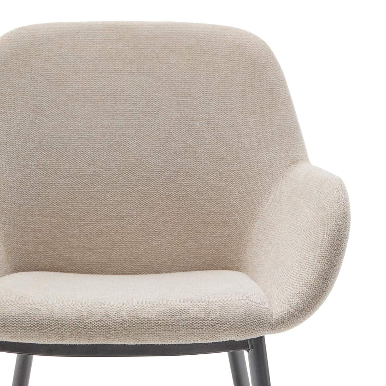 Scaun dining bej/negru din textil Konna Steel Kave Home