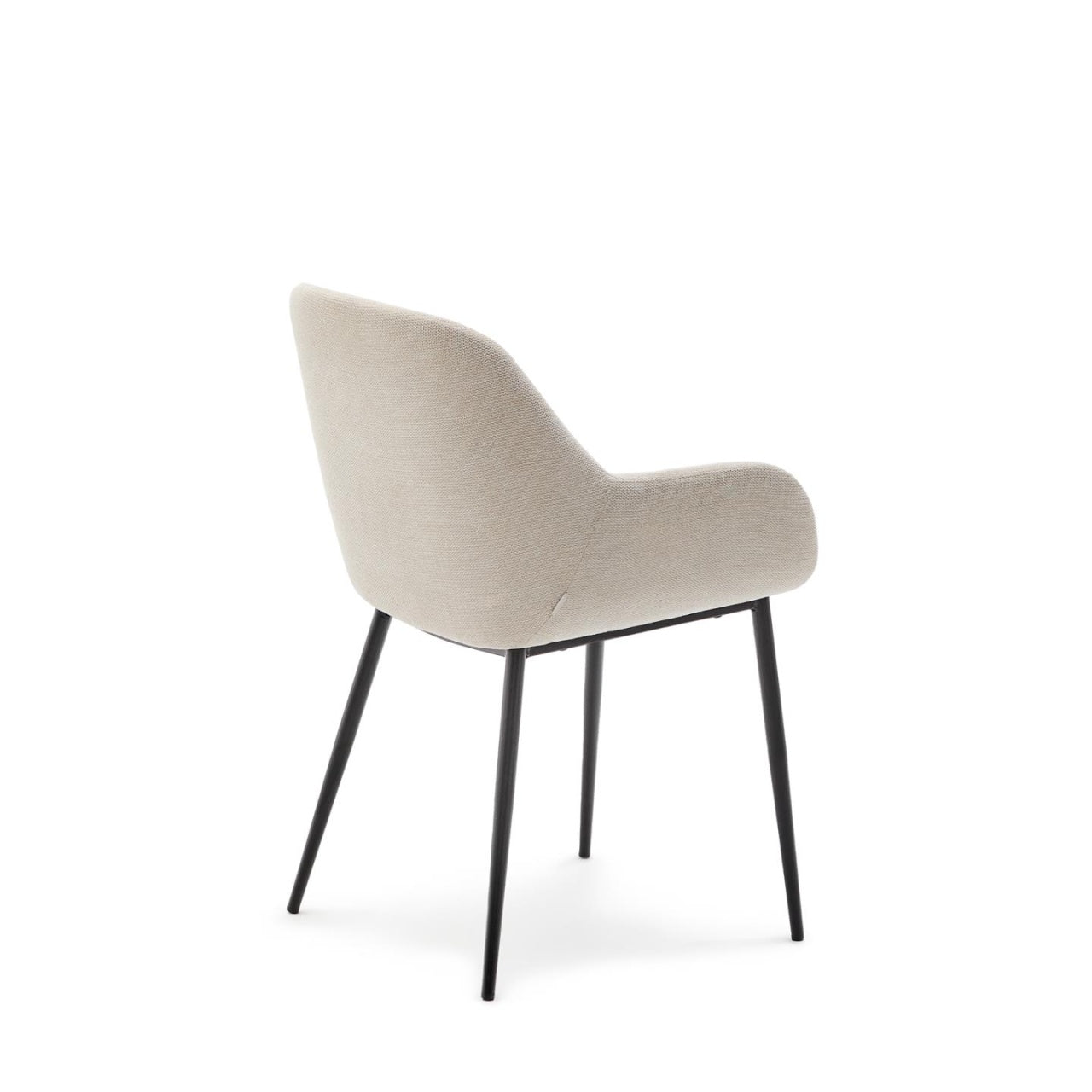 Scaun dining bej/negru din textil Konna Steel Kave Home