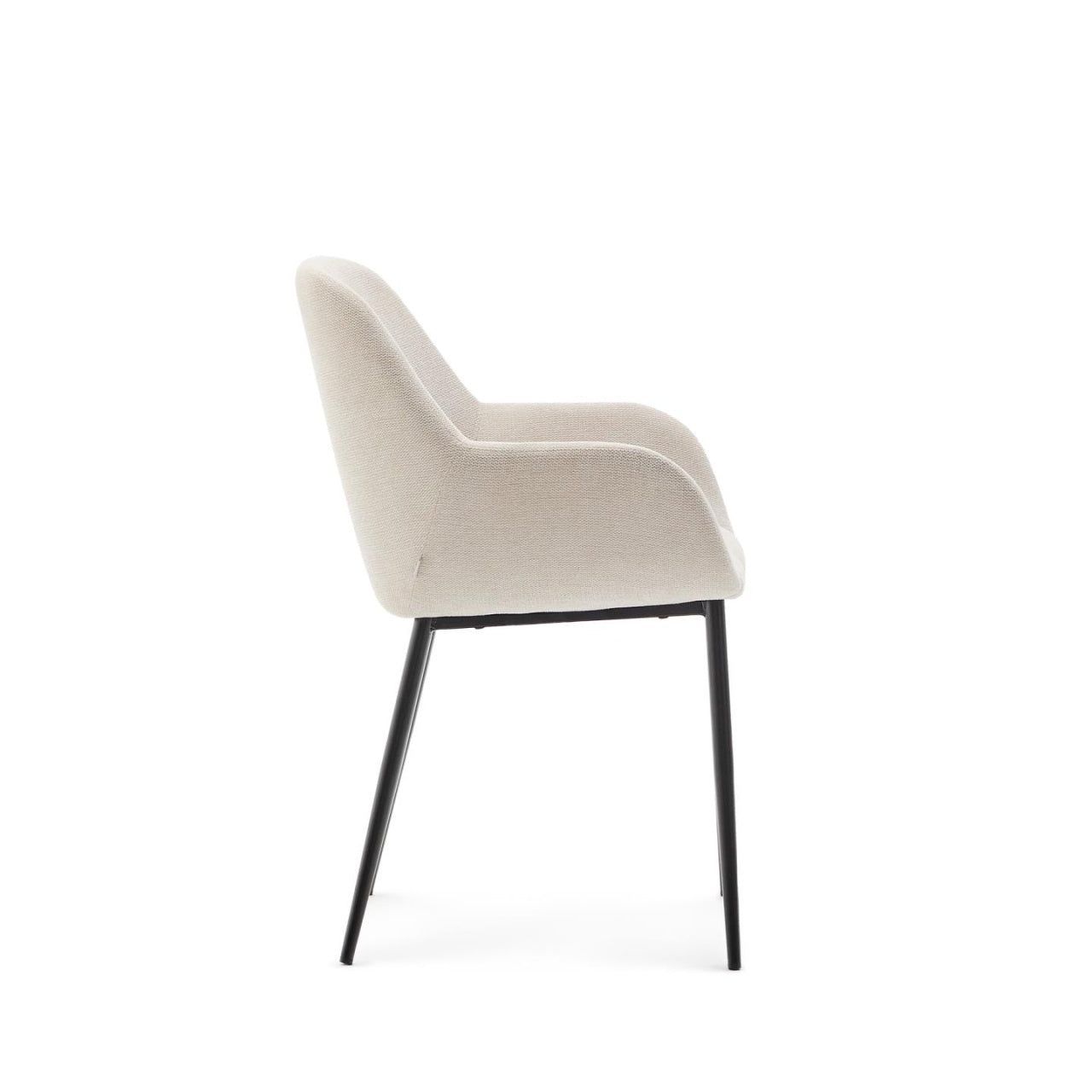 Scaun dining bej/negru din textil Konna Steel Kave Home