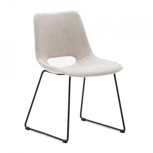 Scaun dining bej/negru din textil Zahara Kave Home
