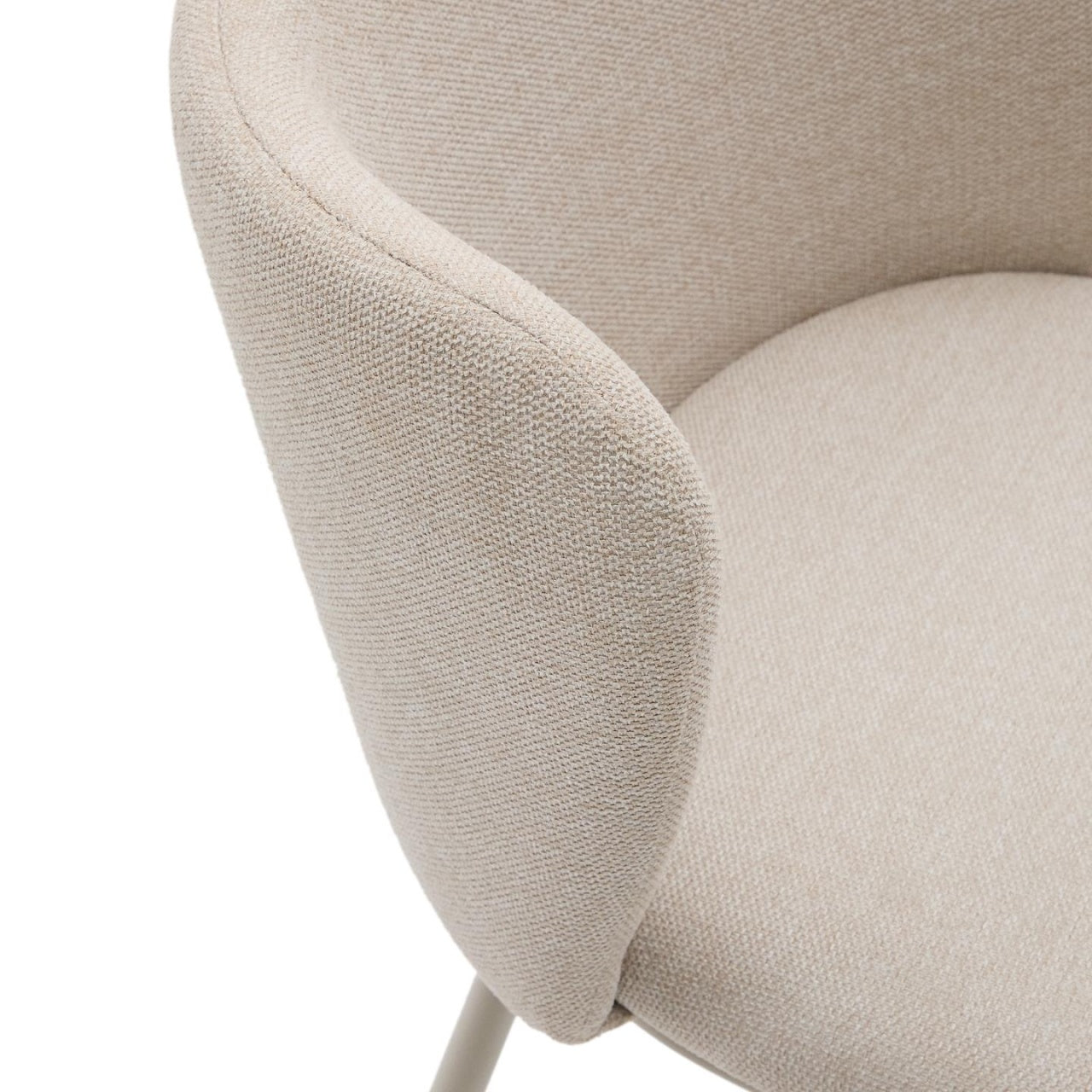Scaun dining crem/alb din textil Ciselia Boucle Kave Home