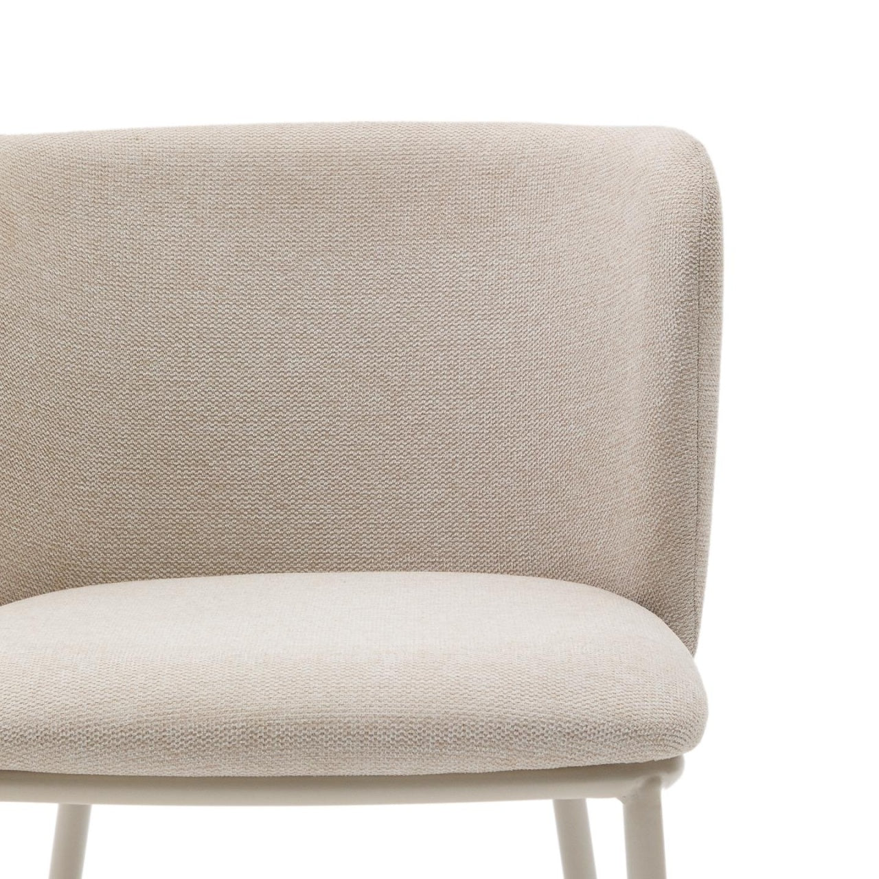 Scaun dining crem/alb din textil Ciselia Boucle Kave Home