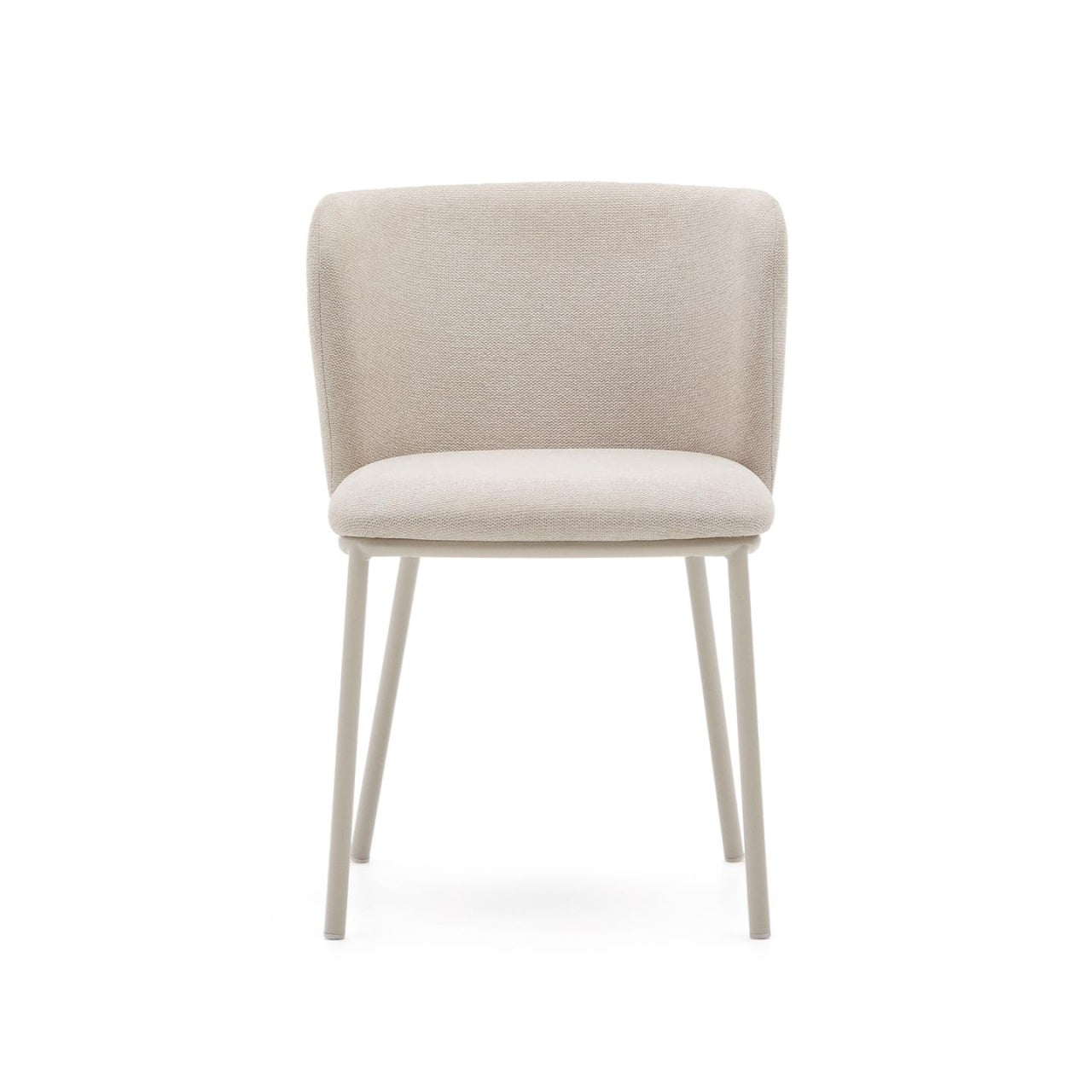 Scaun dining crem/alb din textil Ciselia Boucle Kave Home