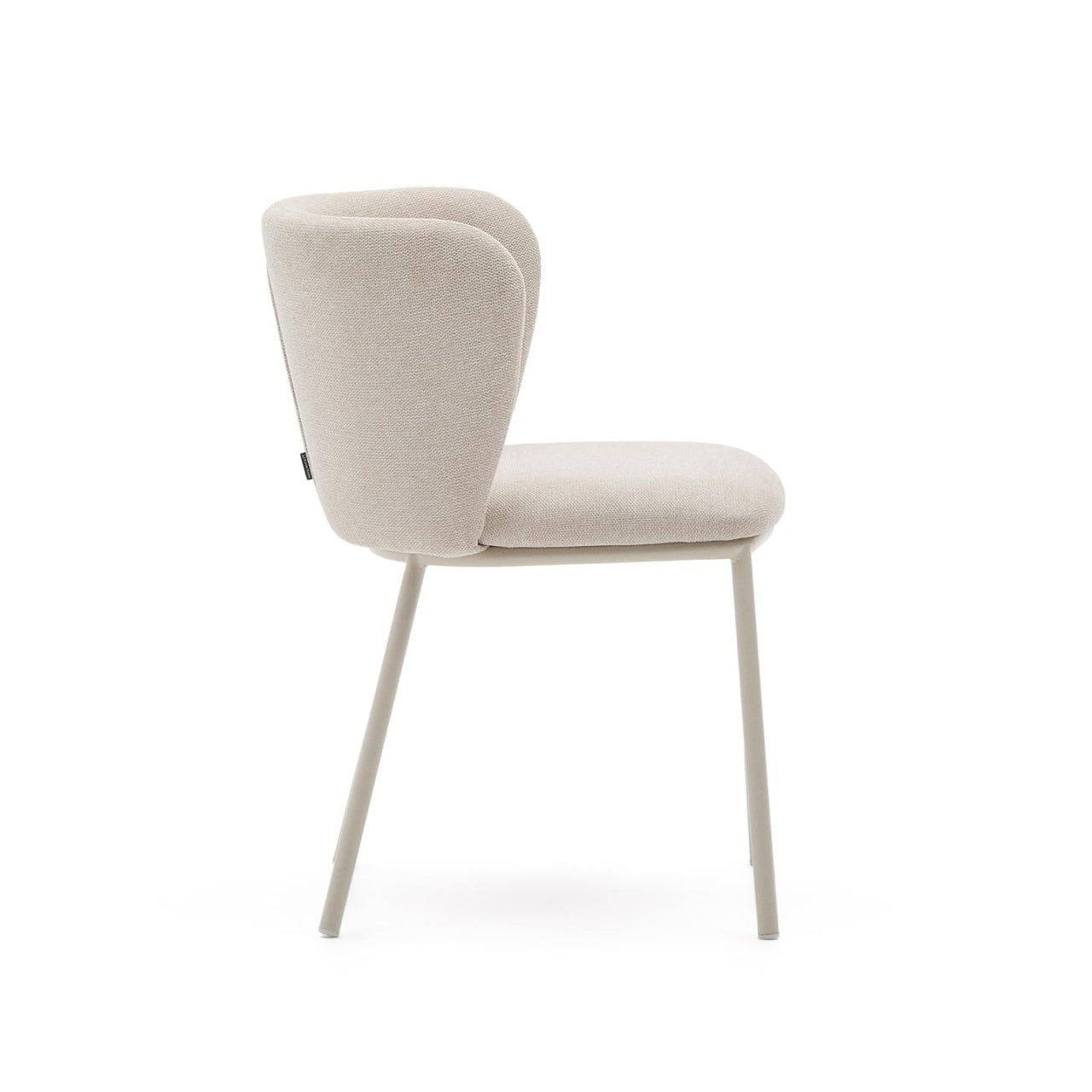 Scaun dining crem/alb din textil Ciselia Boucle Kave Home