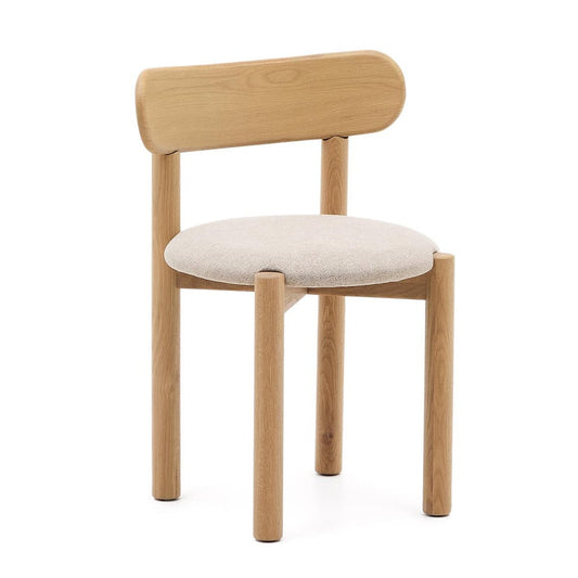 Scaun dining crem/maro din textil Nebai Kave Home