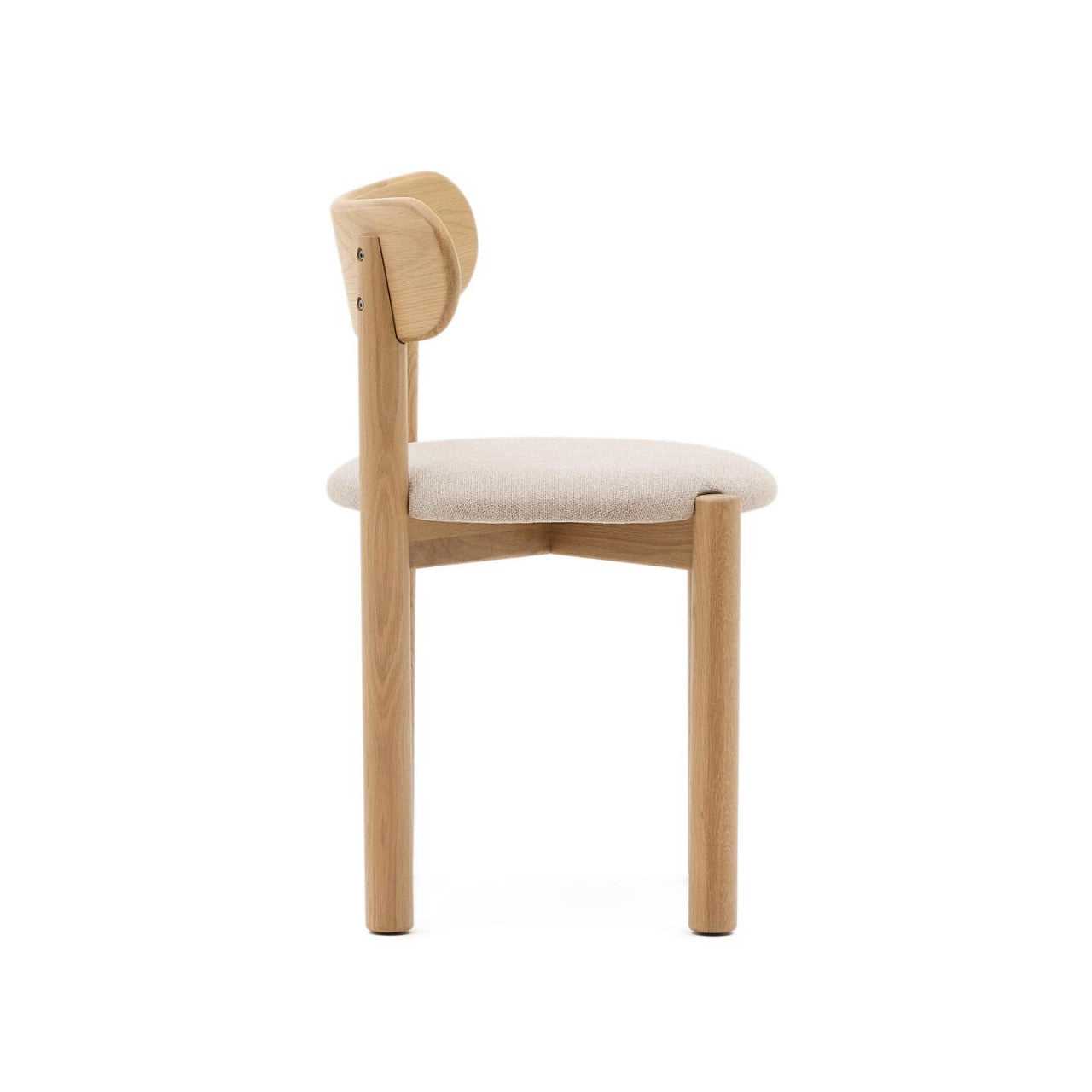 Scaun dining crem/maro din textil Nebai Kave Home