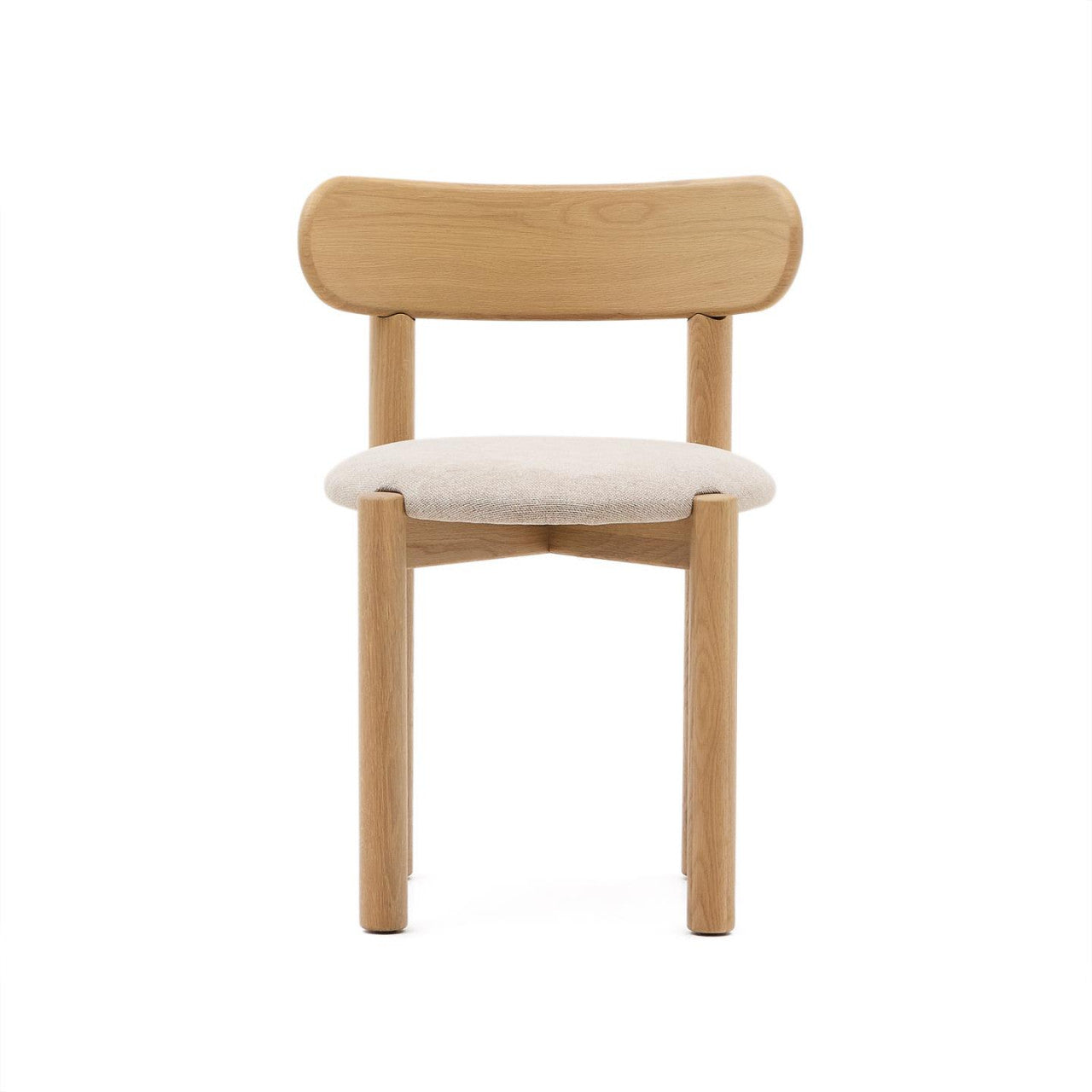 Scaun dining crem/maro din textil Nebai Kave Home