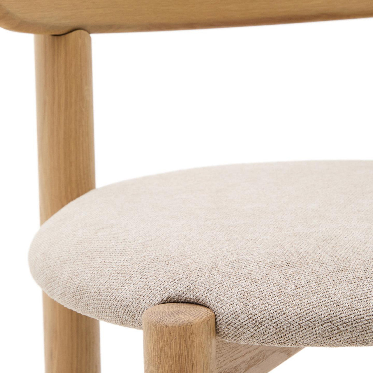 Scaun dining crem/maro din textil Nebai Kave Home