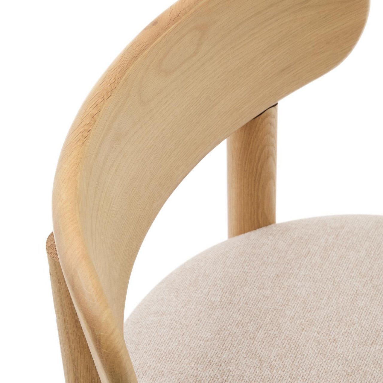 Scaun dining crem/maro din textil Nebai Kave Home