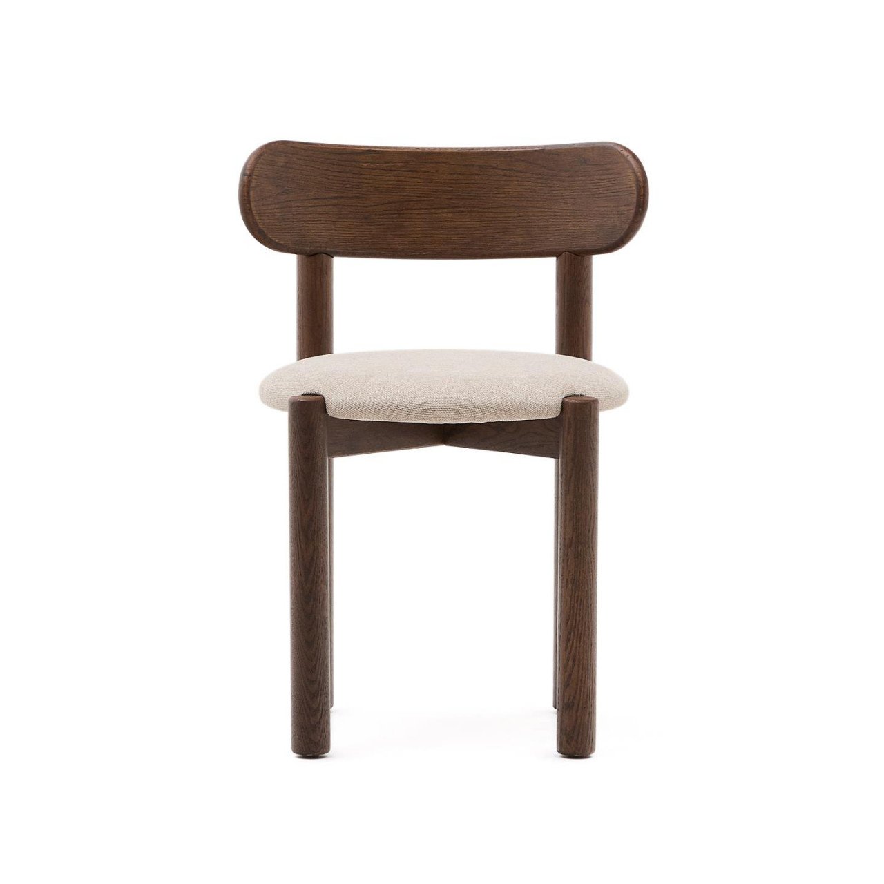 Scaun dining crem/maro inchis din textil Nebai Kave Home