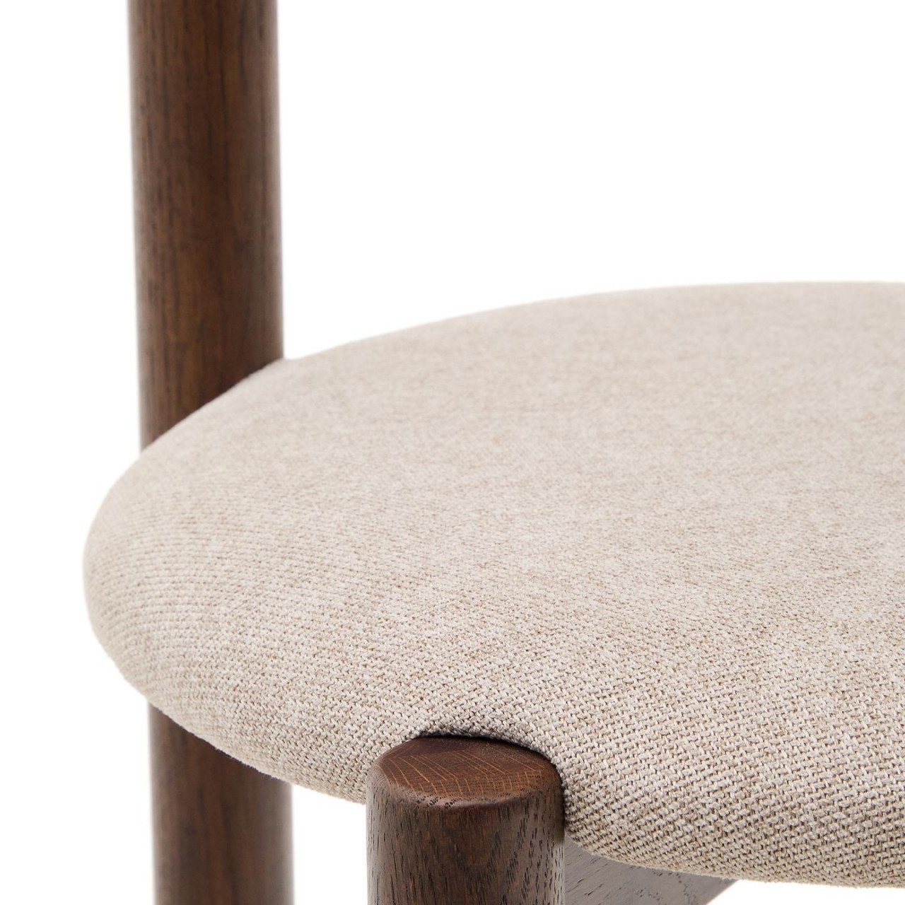 Scaun dining crem/maro inchis din textil Nebai Kave Home