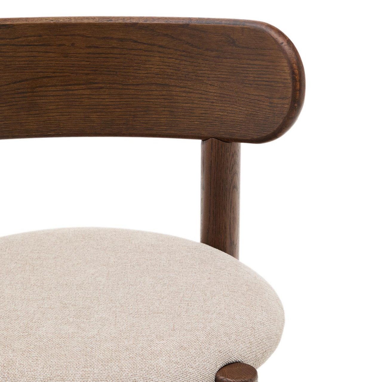 Scaun dining crem/maro inchis din textil Nebai Kave Home