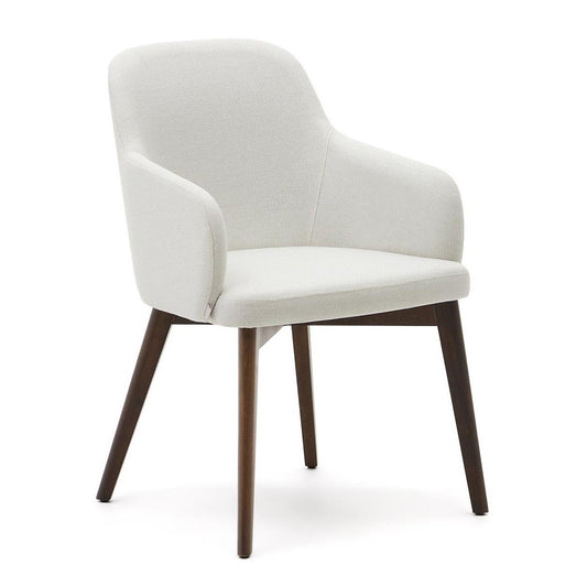 Scaun dining crem/maro inchis din textil Nelida Kave Home