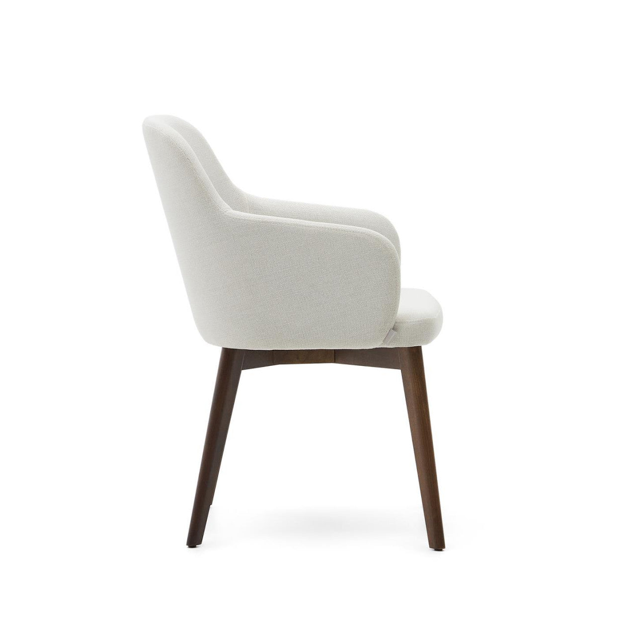 Scaun dining crem/maro inchis din textil Nelida Kave Home