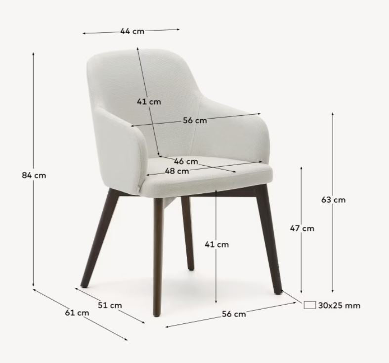 Scaun dining crem/maro inchis din textil Nelida Kave Home