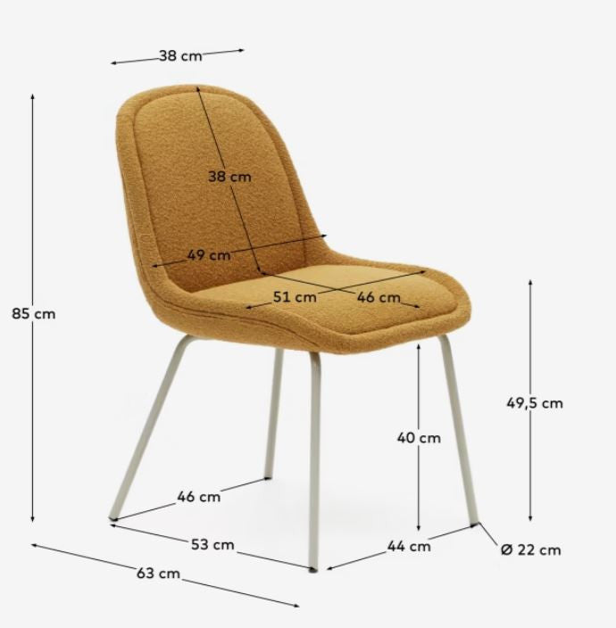 Scaun dining galben mustar din textil Aimin Kave Home