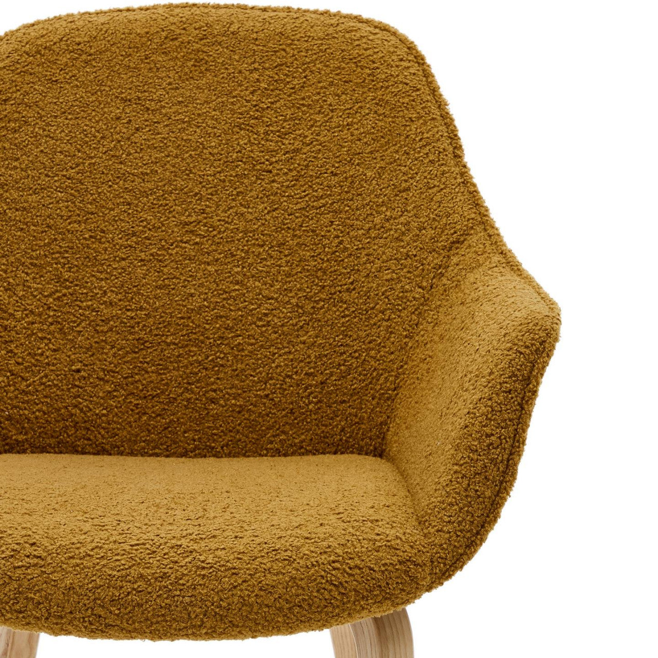 Scaun dining galben mustar din textil Aleli Shearling Kave Home