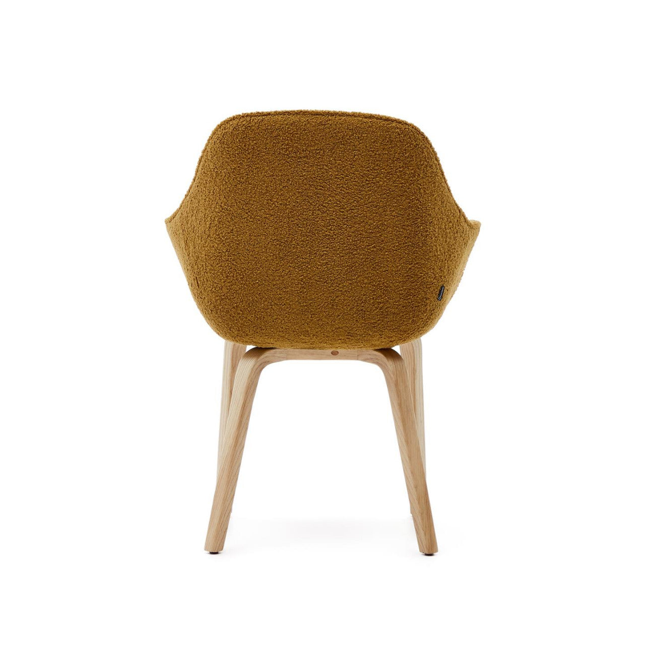 Scaun dining galben mustar din textil Aleli Shearling Kave Home