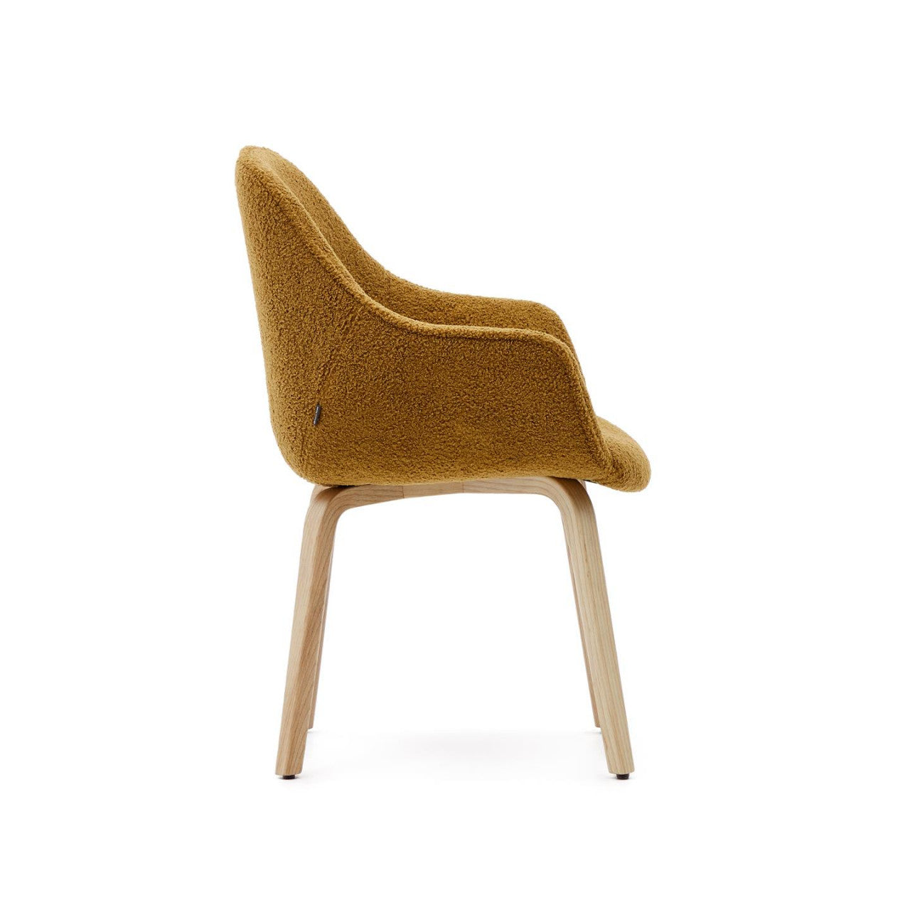 Scaun dining galben mustar din textil Aleli Shearling Kave Home