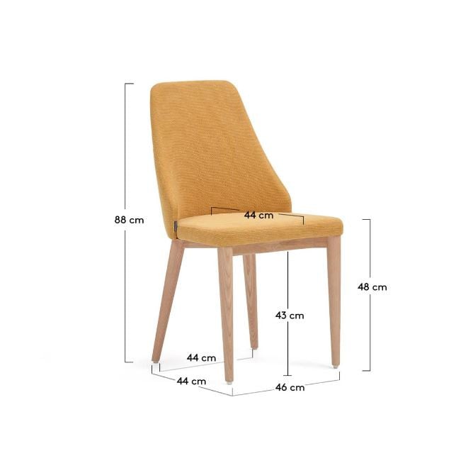 Scaun dining galben mustar din textil Rosie Kave Home