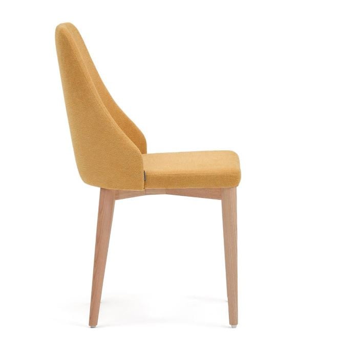 Scaun dining galben mustar din textil Rosie Kave Home