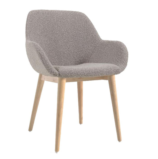 Scaun dining gri deschis din textil Konna Kave Home