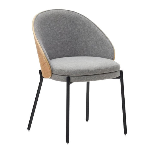 Scaun dining gri deschis/maro din textil Eamy Kave Home