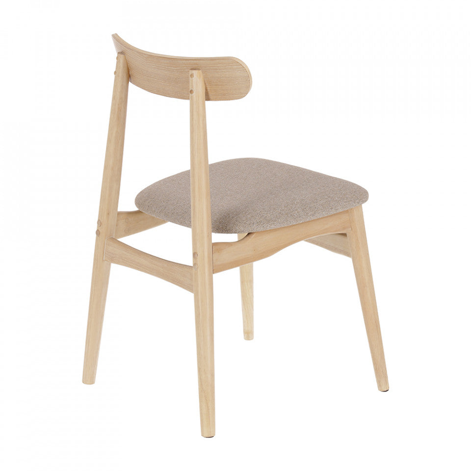 Scaun dining gri deschis/maro din textil Nayme Kave Home