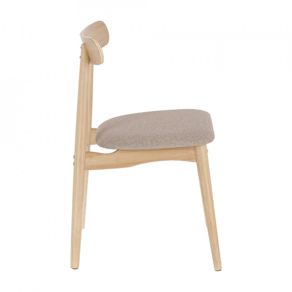 Scaun dining gri deschis/maro din textil Nayme Kave Home