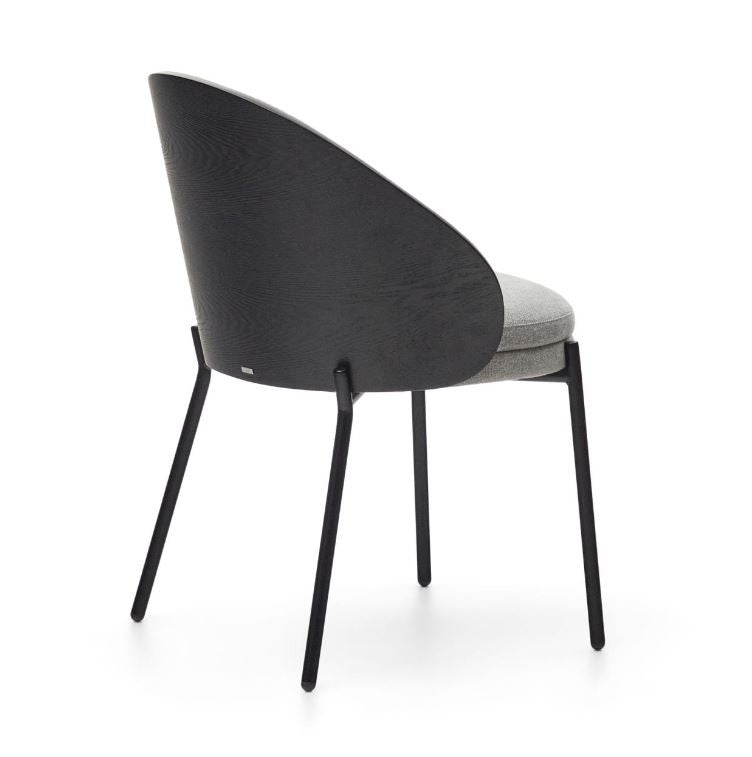 Scaun dining gri deschis/negru din textil Eamy Kave Home