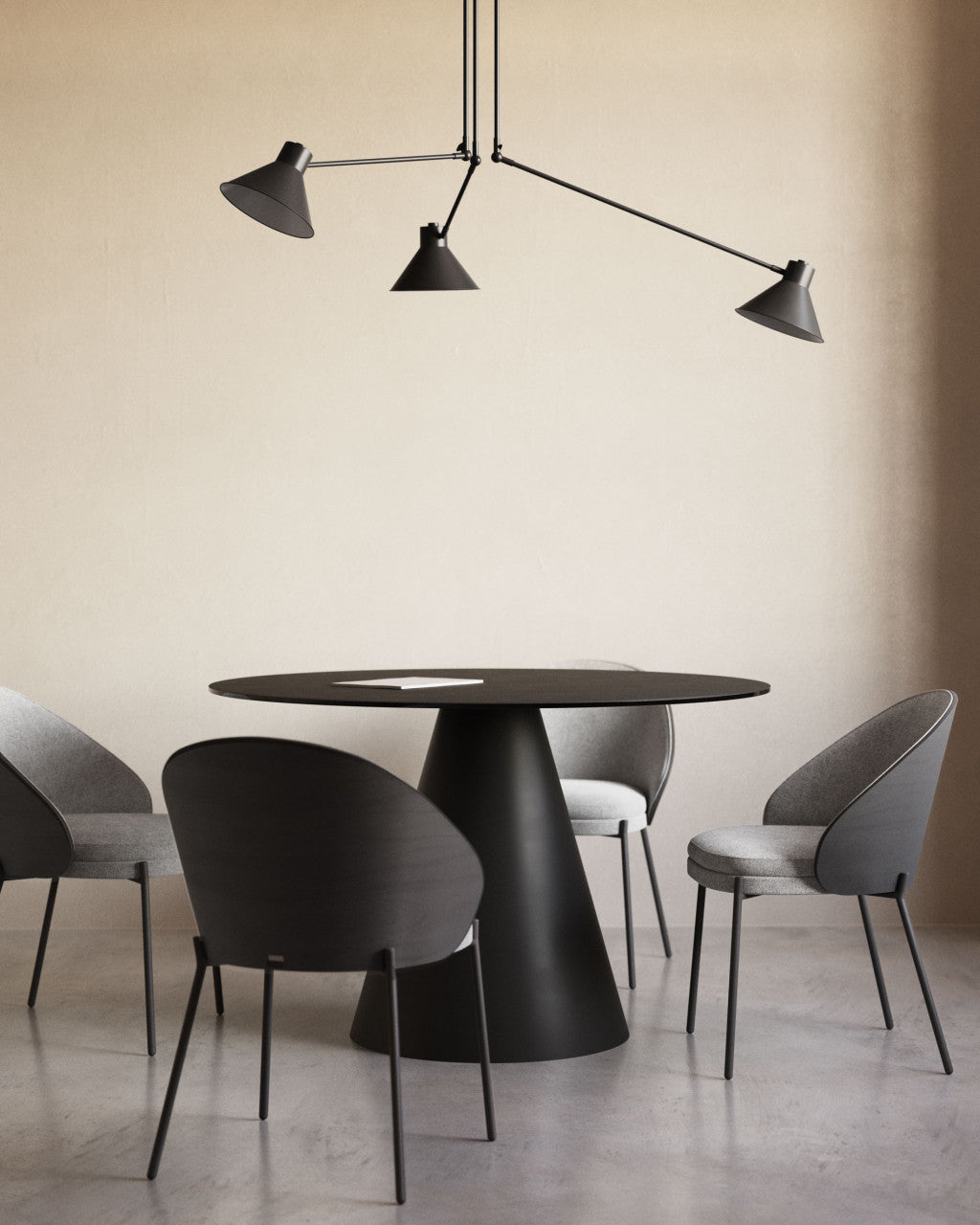 Scaun dining gri deschis/negru din textil Eamy Kave Home