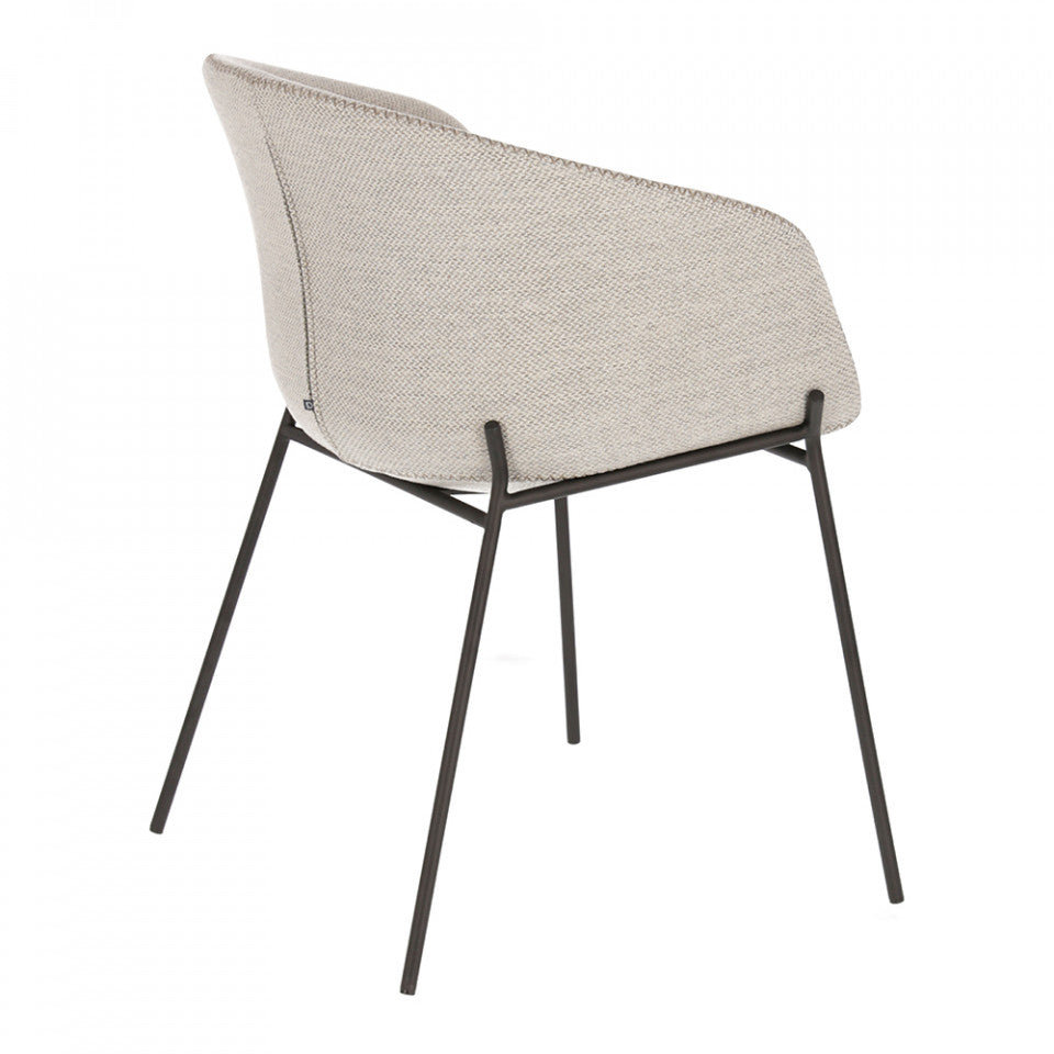 Scaun dining gri deschis/negru din textil Yvette Kave Home