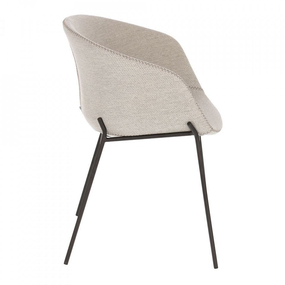 Scaun dining gri deschis/negru din textil Yvette Kave Home