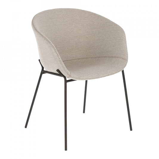 Scaun dining gri deschis/negru din textil Yvette Kave Home