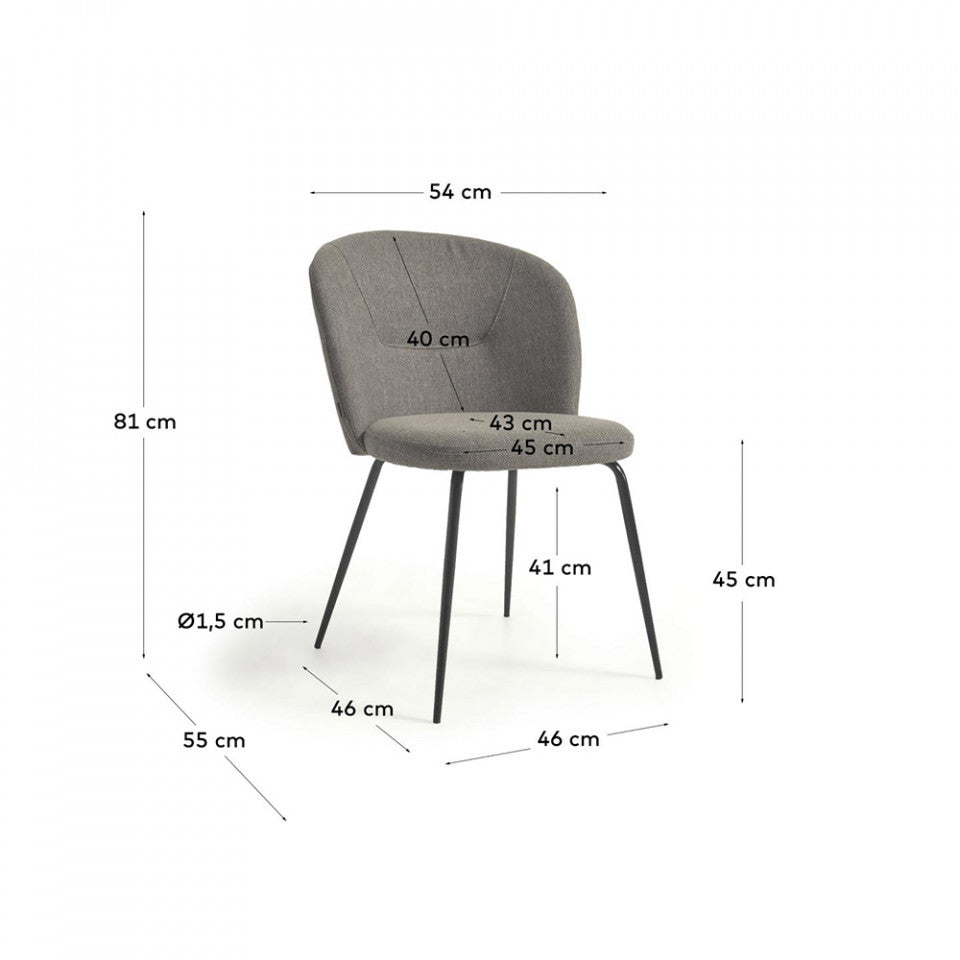 Scaun dining gri din textil Anoha Kave Home
