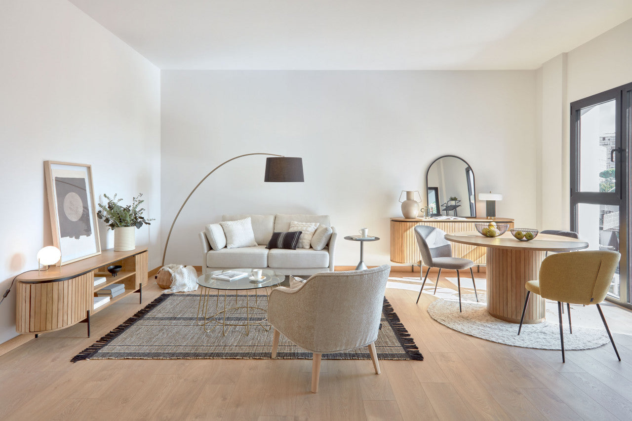 Scaun dining gri din textil Anoha Kave Home