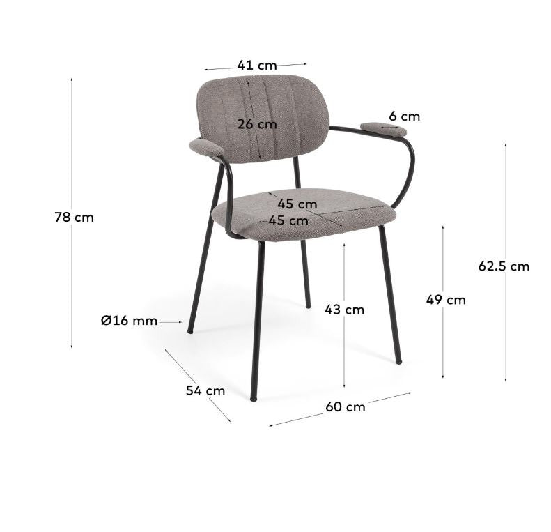 Scaun dining gri din textil Auxtina Kave Home