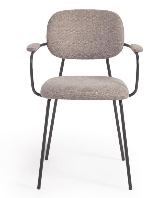 Scaun dining gri din textil Auxtina Kave Home
