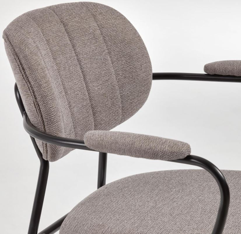 Scaun dining gri din textil Auxtina Kave Home