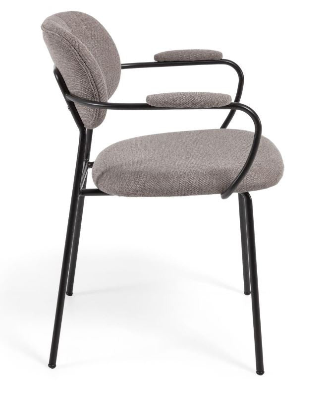 Scaun dining gri din textil Auxtina Kave Home